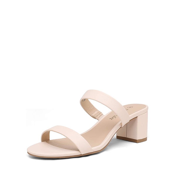 Two Strap Chunky Heel Sandals - APRICONT PU -  0